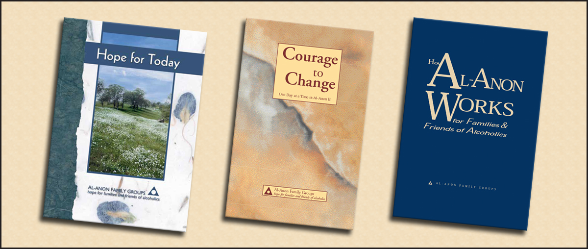 Three books from Al-Anon Family Group's collection of Conference Approved Literature