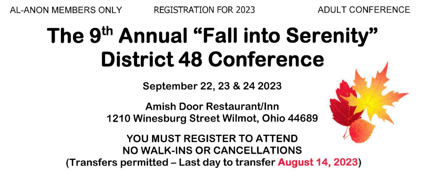 Fall into Serenity Al-Anon Conference