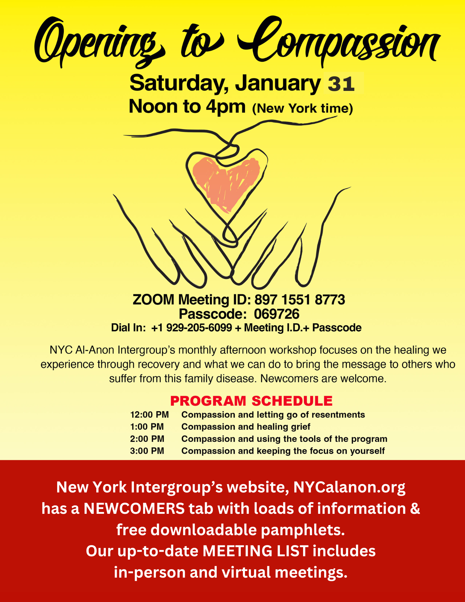 Opening to Compassion NYC Al-Anon Intergroup's Monthly Afternoon Workshop Saturday, January 31, 2026